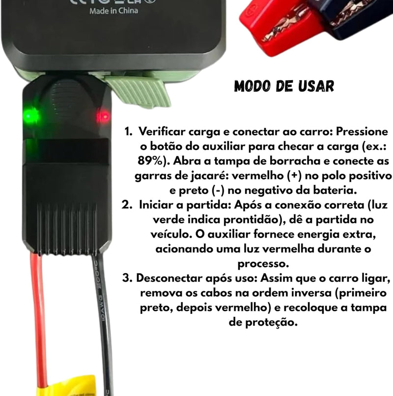 CARGA DE BATERIA + BOMBA DE AR PORTÁTIL + LANTERNA [3 em 1]