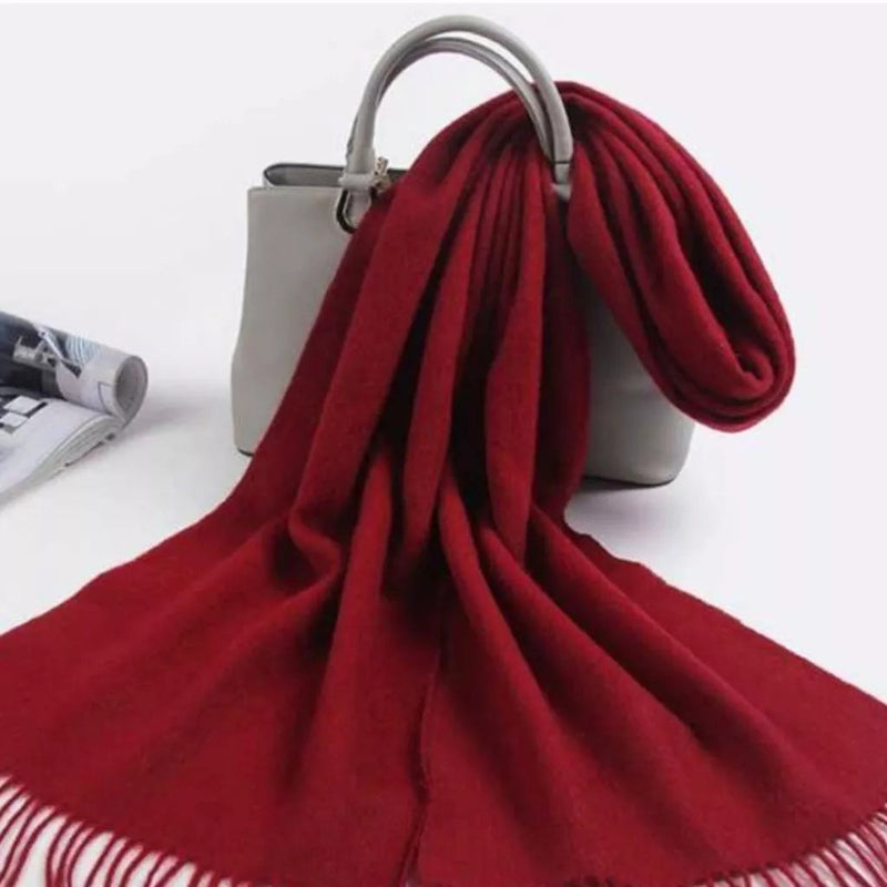 Cachecol Pashmina Unissex Liso 130g com Franjas