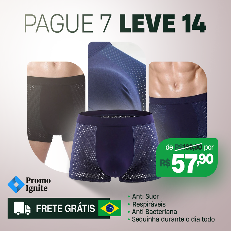 PAGUE 7 LEVE 14 l Kit 14 Cuecas Premium Respiráveis + FRETE GRÁTIS